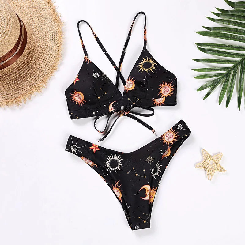 Sunflower Printed Bikini Set
