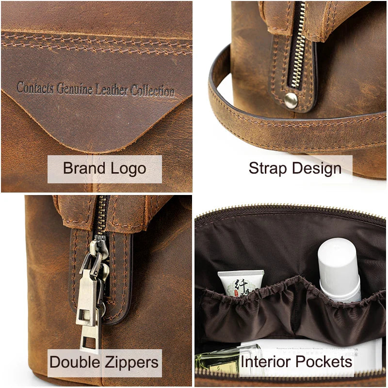 Men’s Leather Travel Toiletry Bag