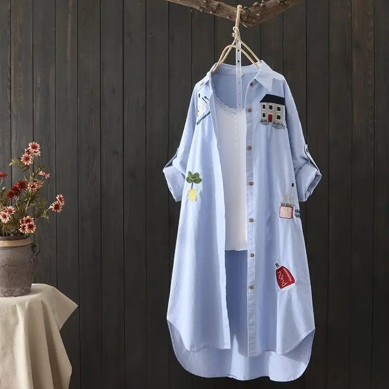 Embroidered Loose Cotton Shirt