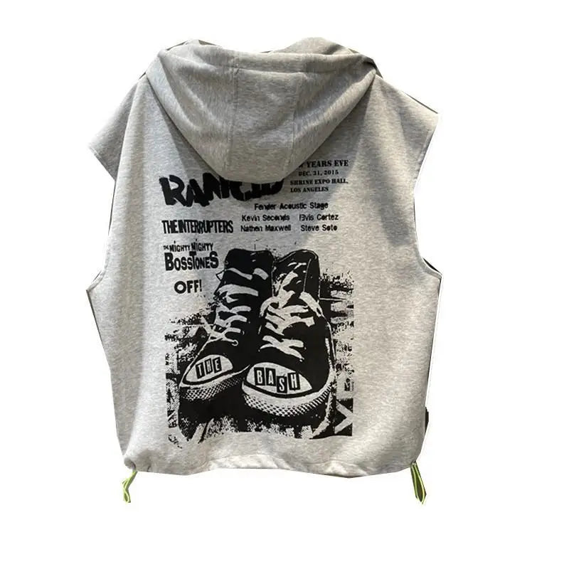 Letter Print Tank Hoodie