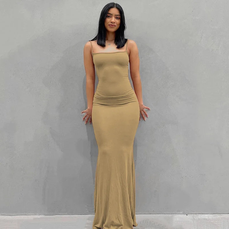 Spaghetti Strap Bodycon Maxi Dress
