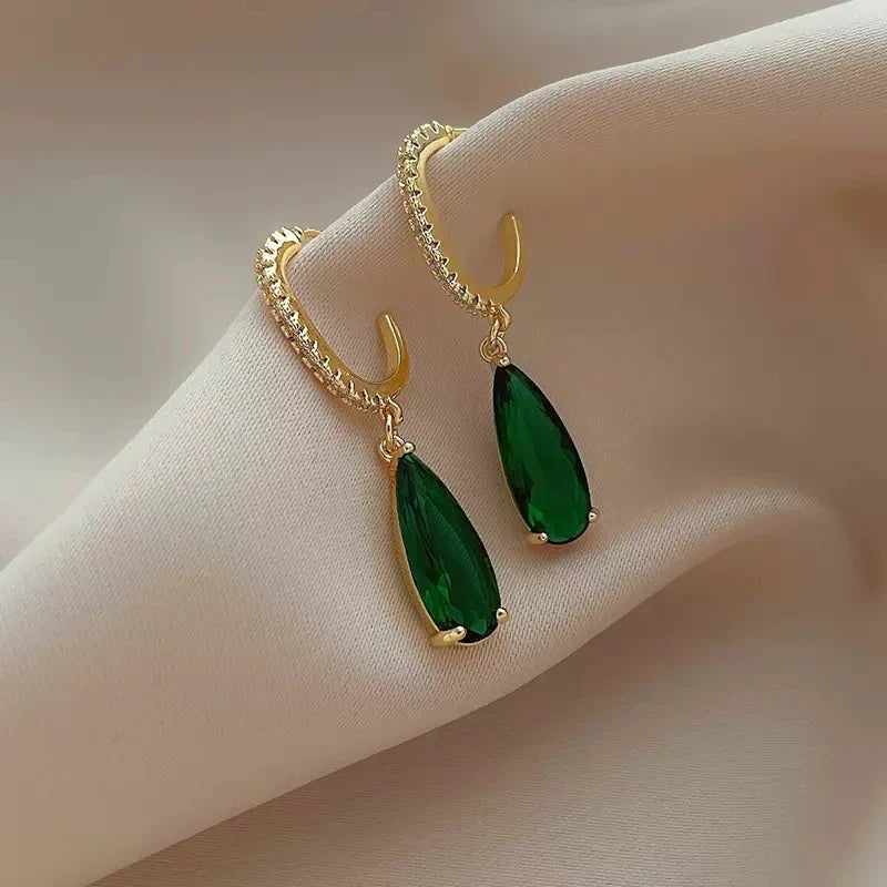 Pear Green CZ Earrings