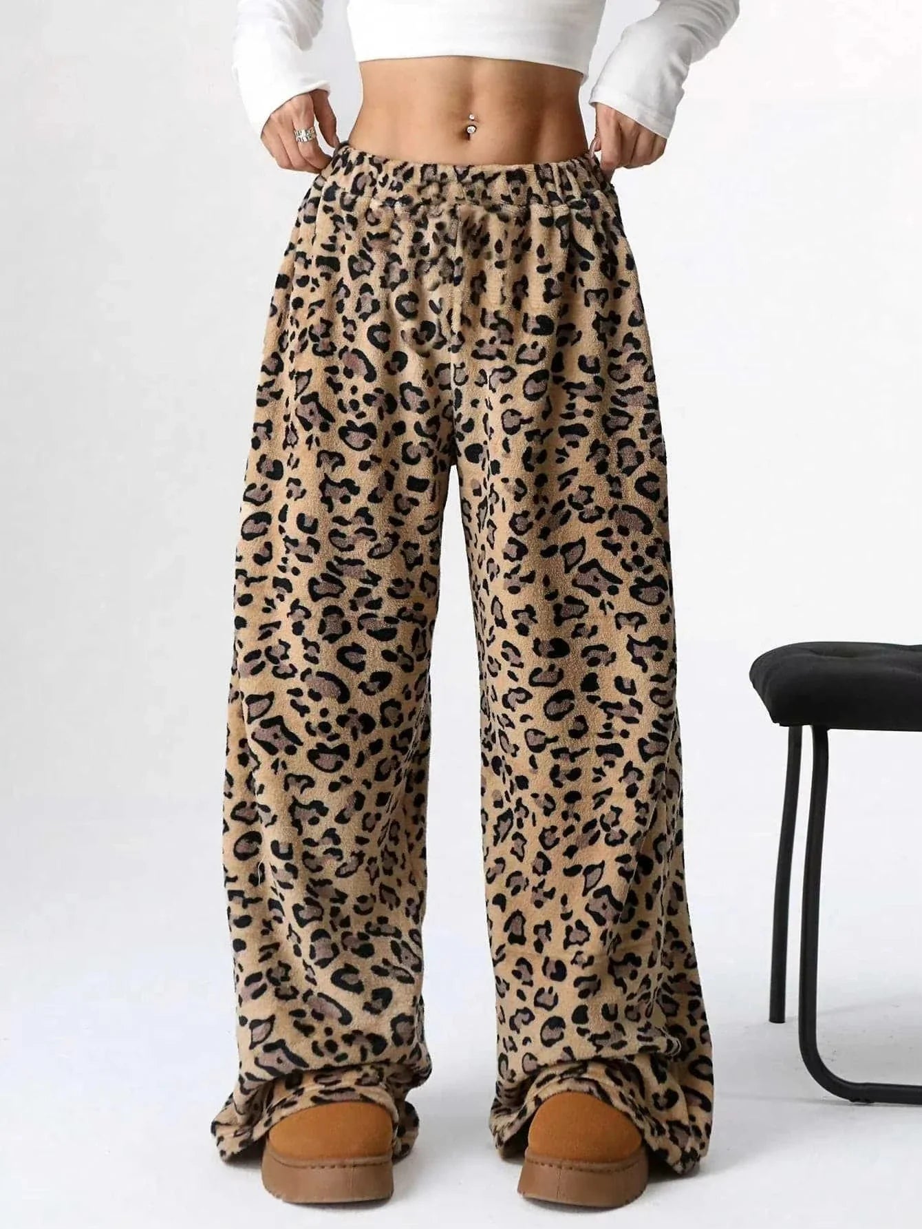Flannel Leopard Print Sleeping Pants