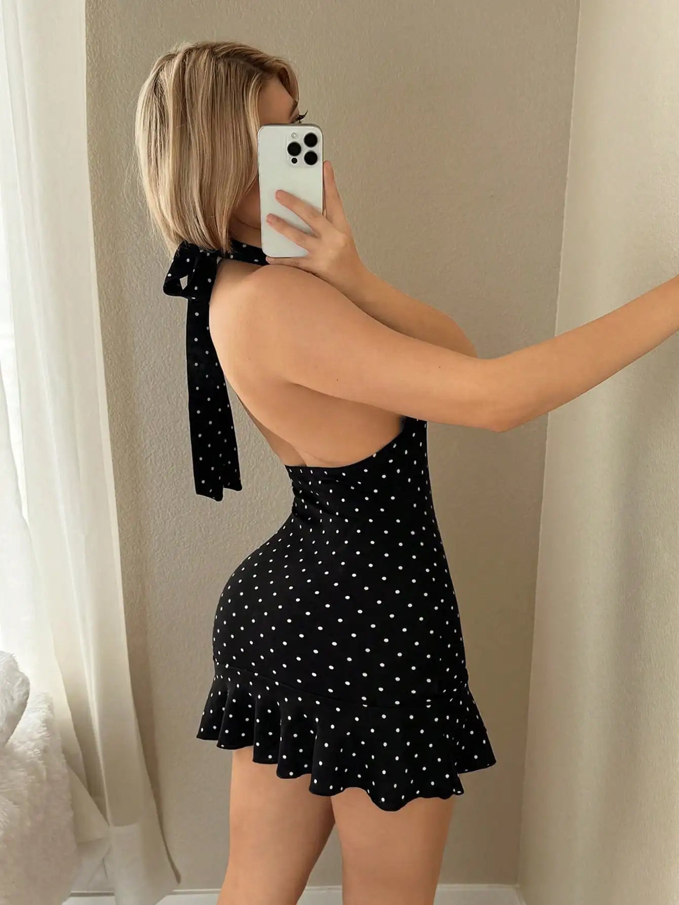Elegant Backless Halter Mini Dress
