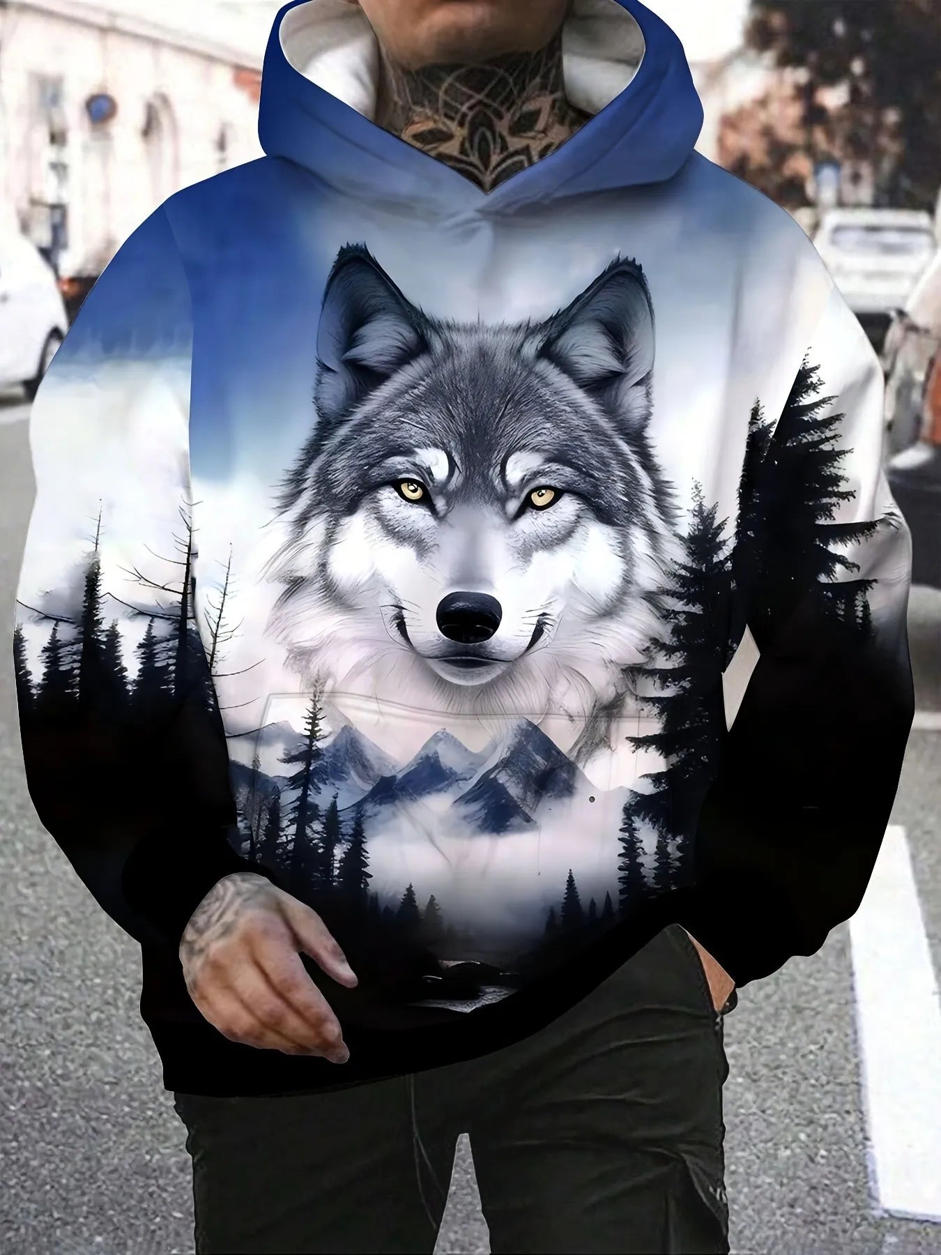 Wolf Print Hoodie