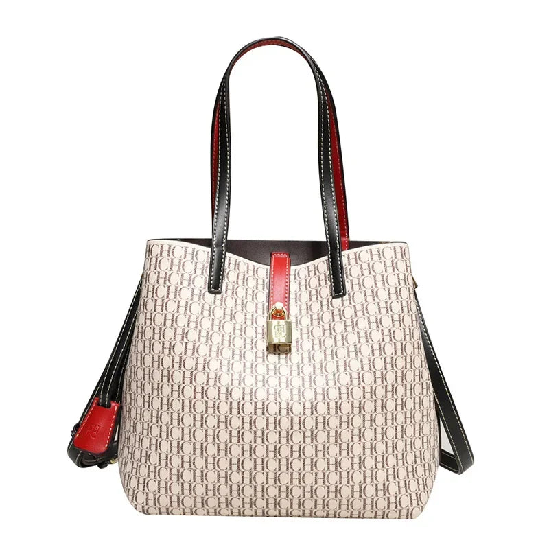 Letter Print Leather Crossbody Bag