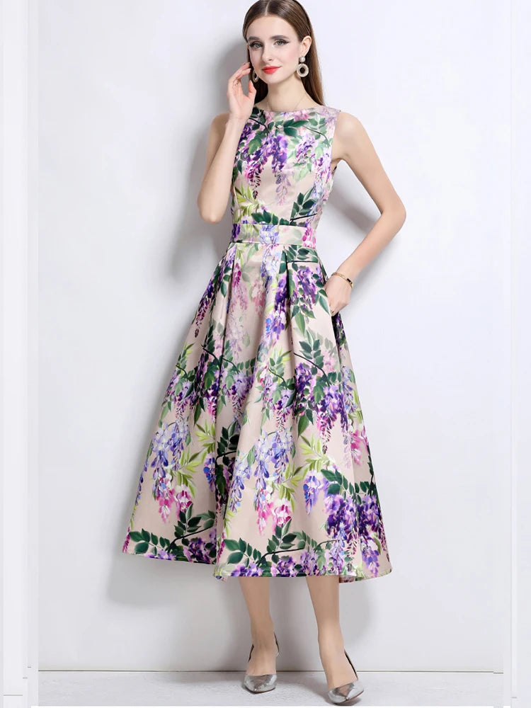 Printed Slim Fit Summer Vest Dress