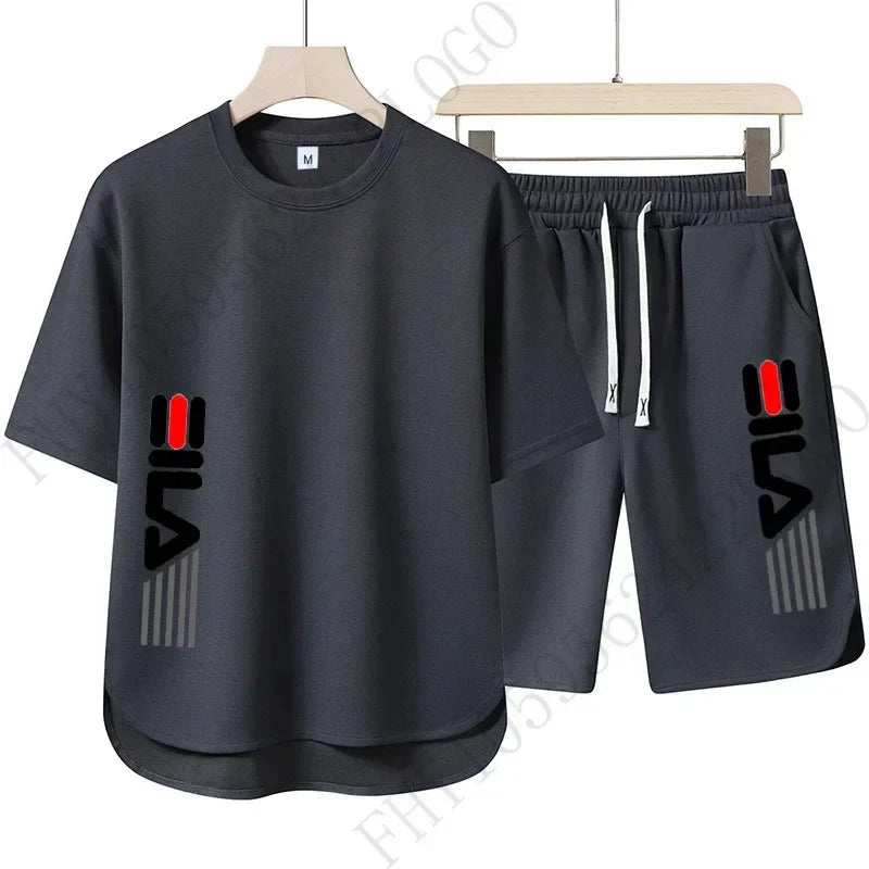 Men’s Summer Printed T-Shirt and Shorts Two-Piece Set