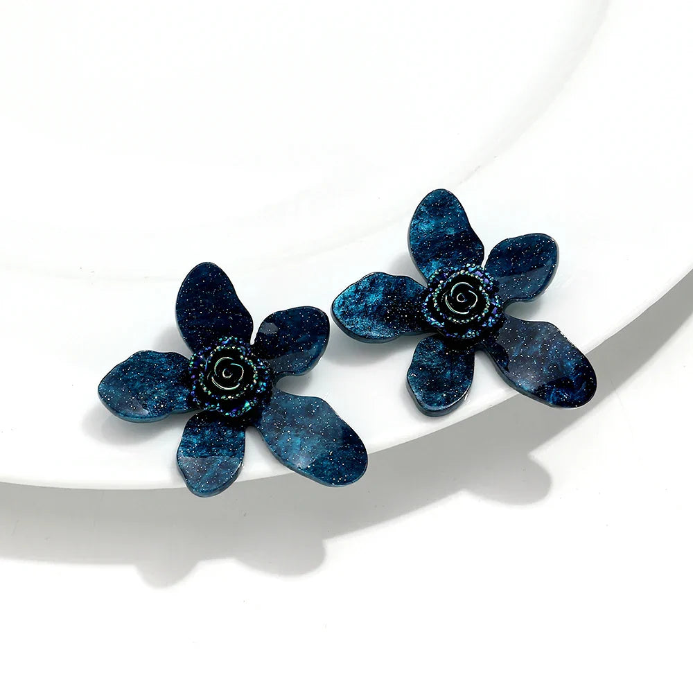 large flower statement earrings