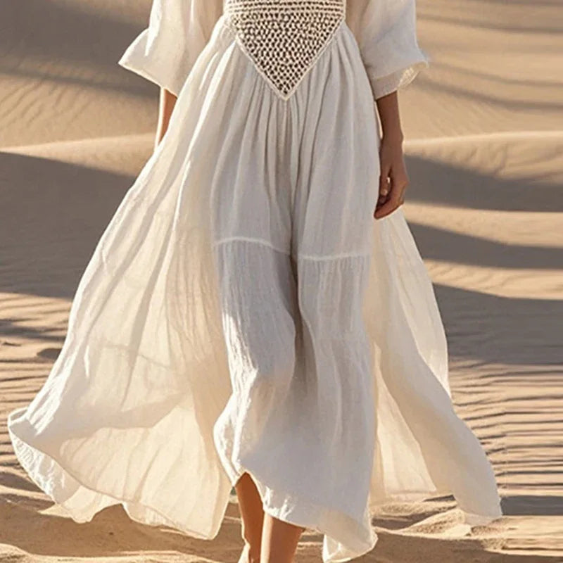 Women’s White Boho Beach Dress