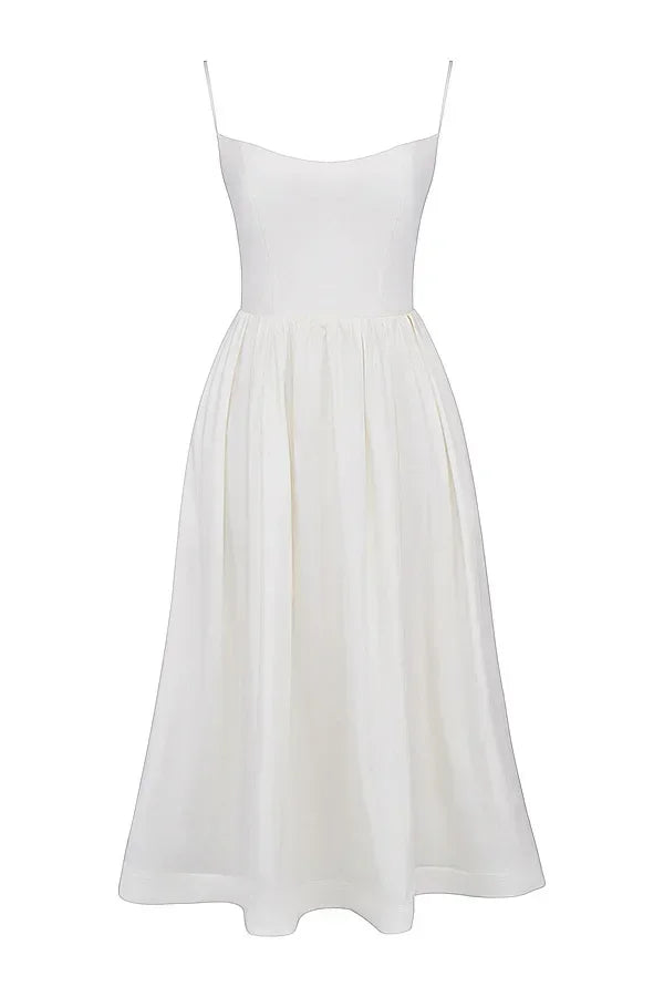 Elegant Spaghetti Strap Midi Dress