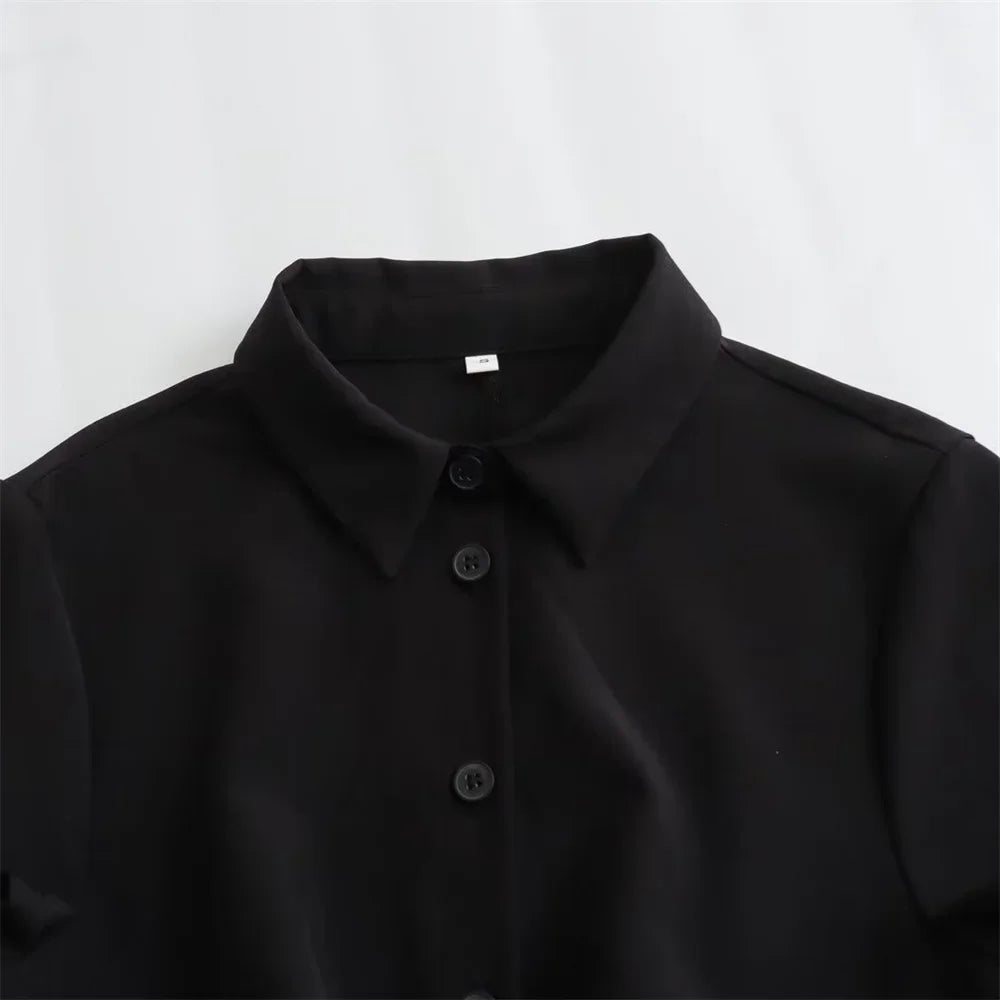Casual Polo Collar Mini Dress