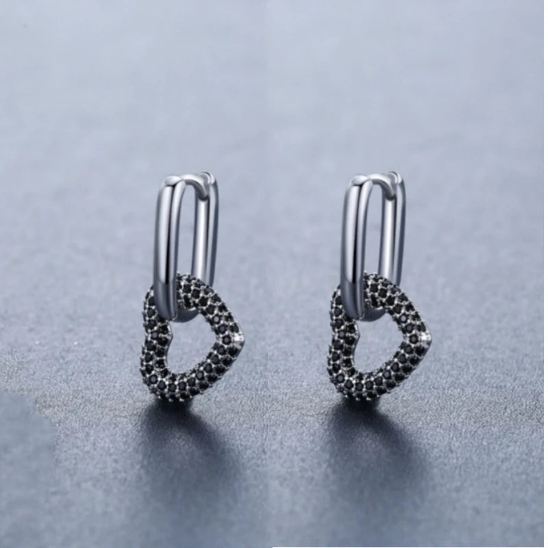 Black Spinel Hoop Earrings