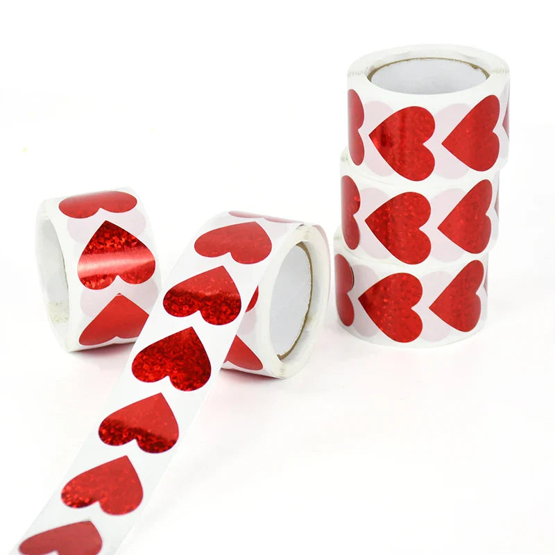 Sparkle Heart Stickers Roll