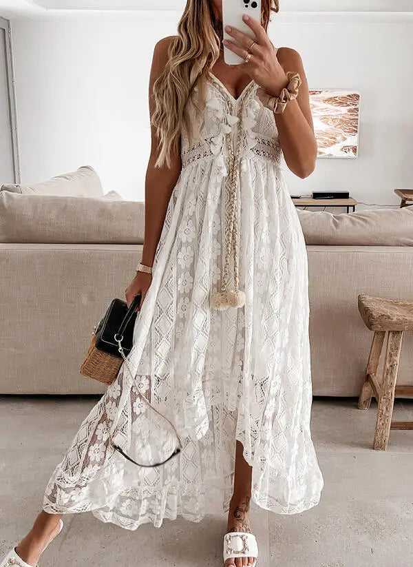 White Lace Cotton Sundress