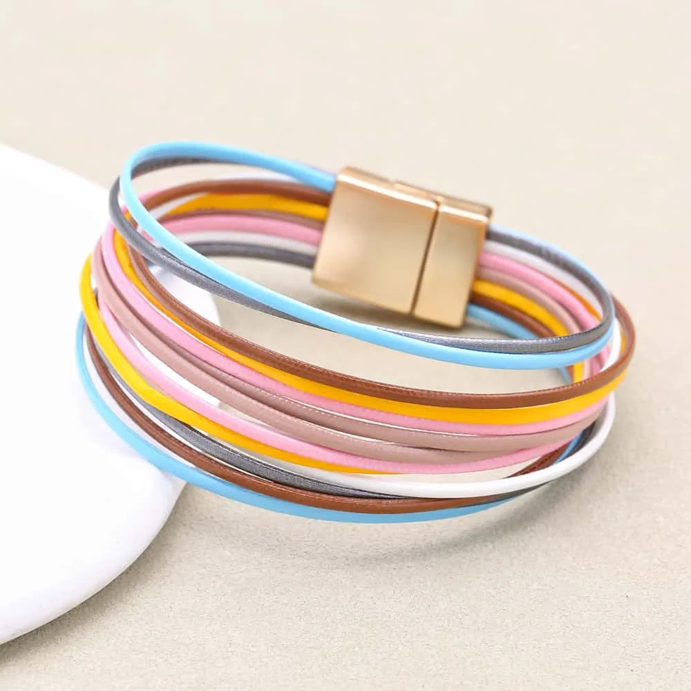 Love Heart Charm Leather Bracelet