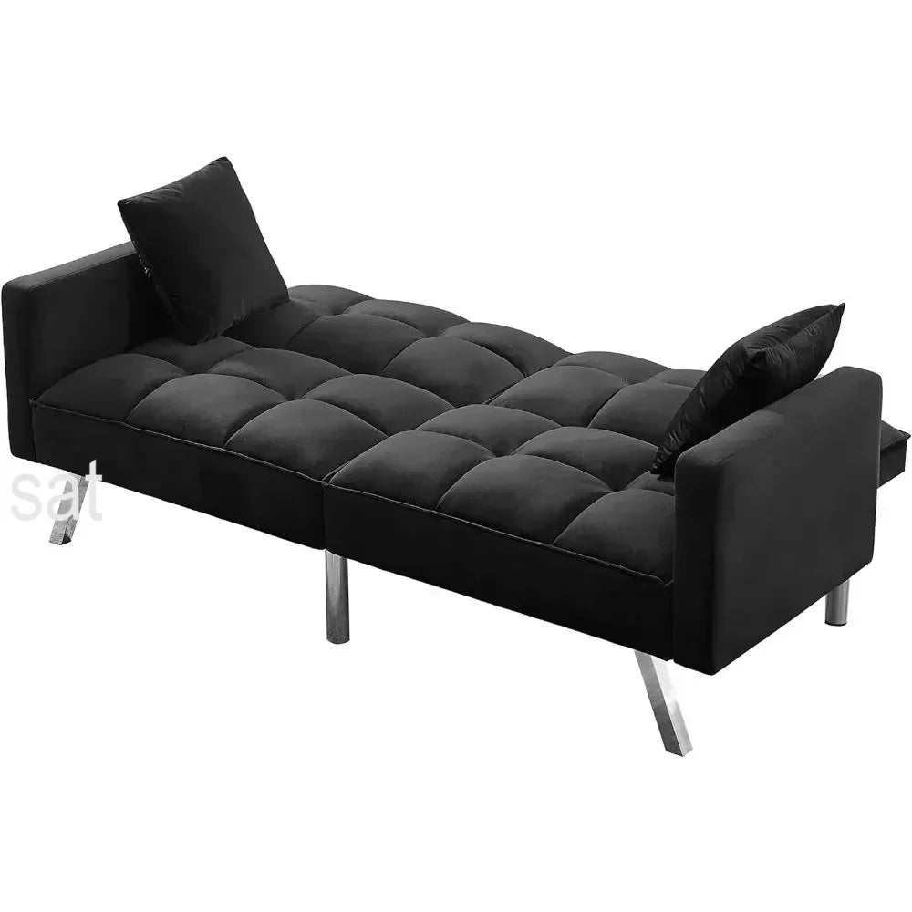 Velvet Convertible Futon Sofa Bed