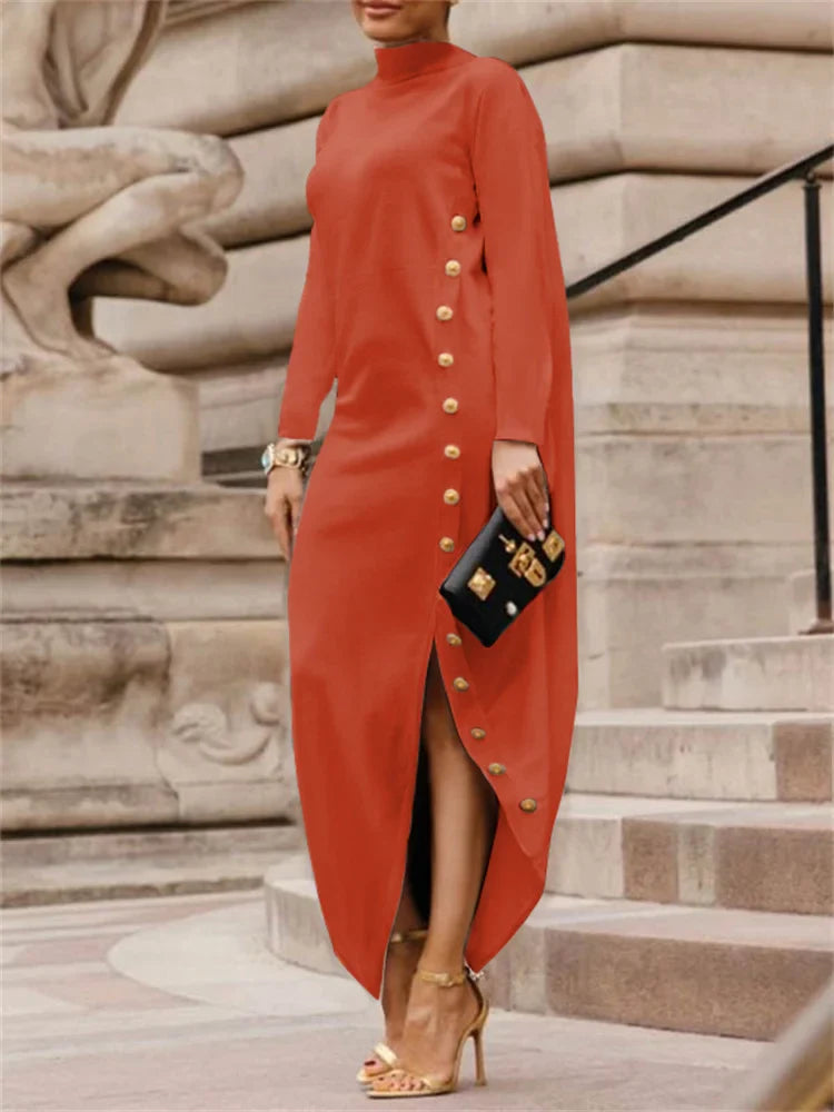 Buttoned Split-Side Maxi Dress