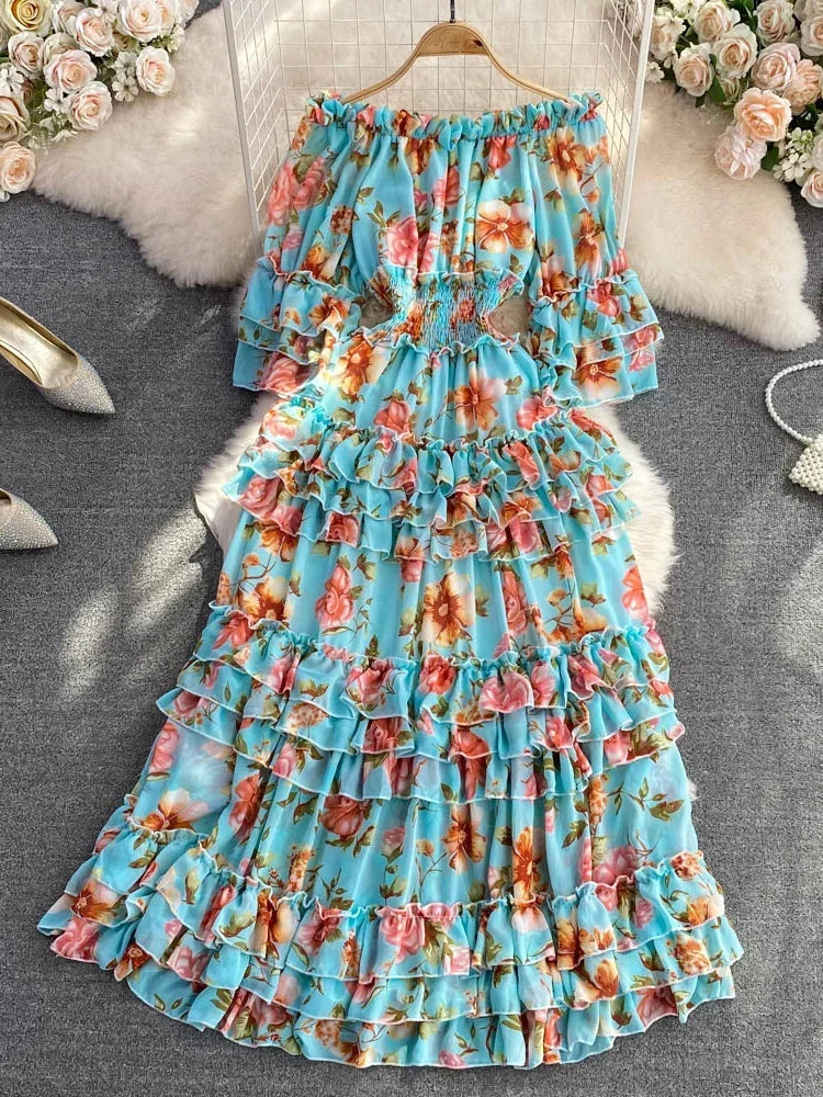 Off Shoulder Chiffon Beach Dress
