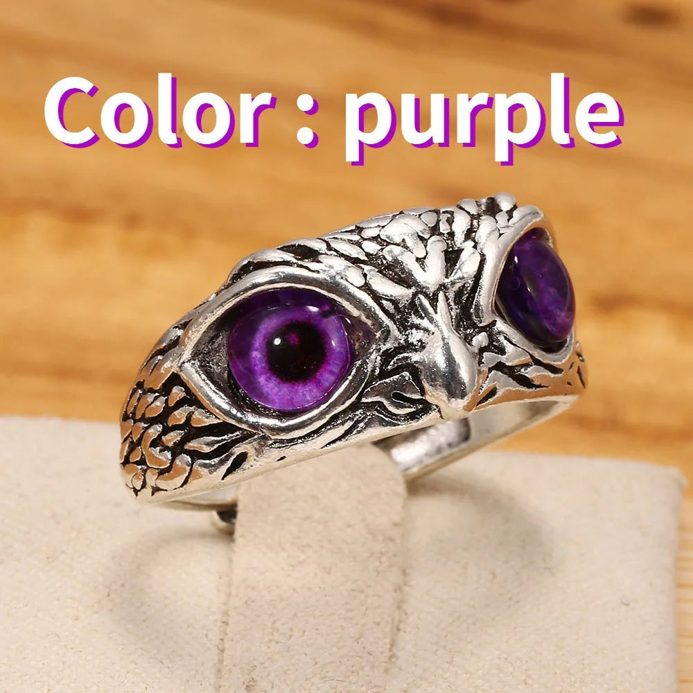 Gothic Owl Charm Ring