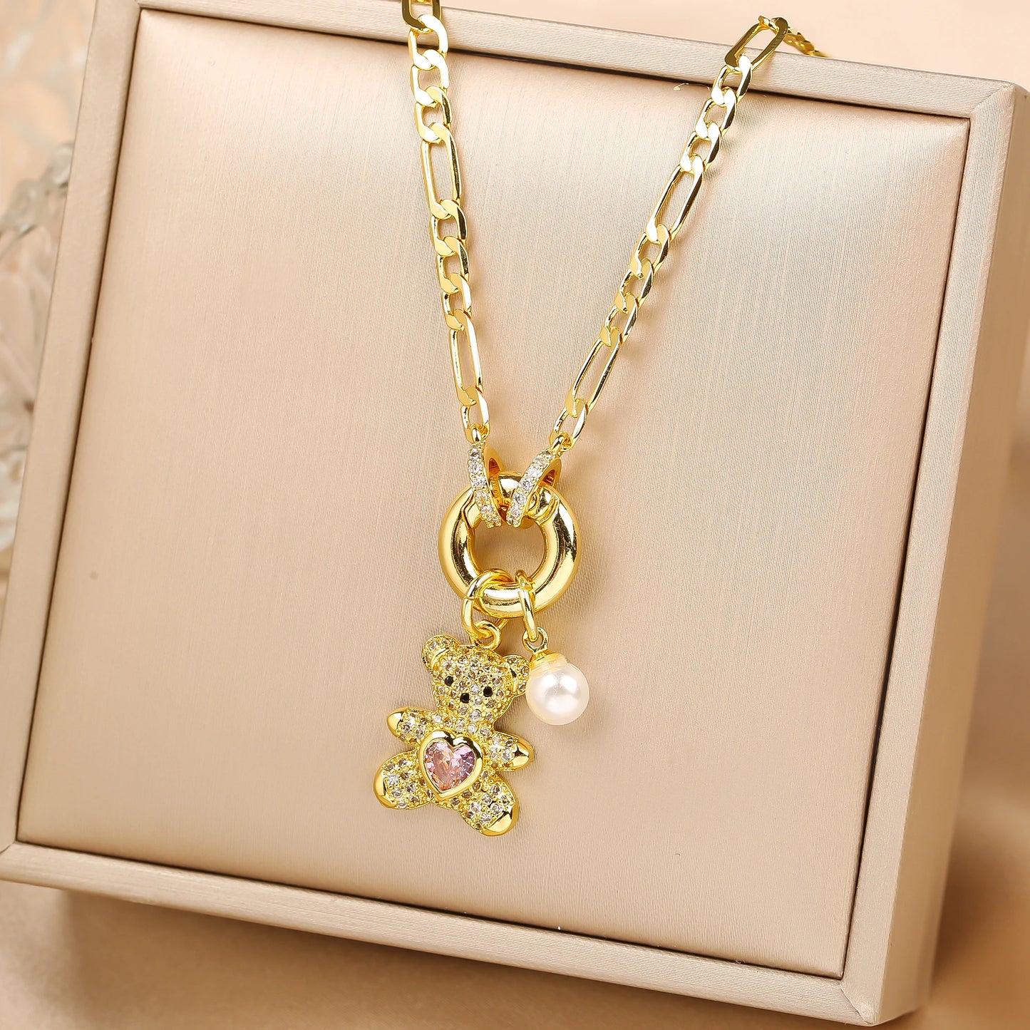 Crystal Bear Pendant Necklace