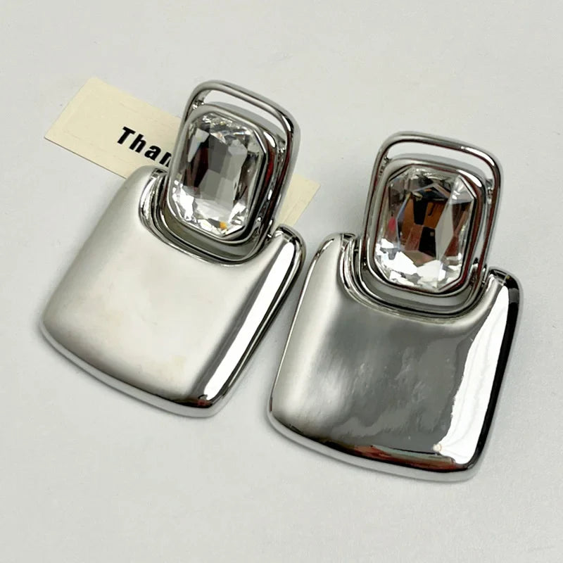 Vintage Geometric Crystal Earrings