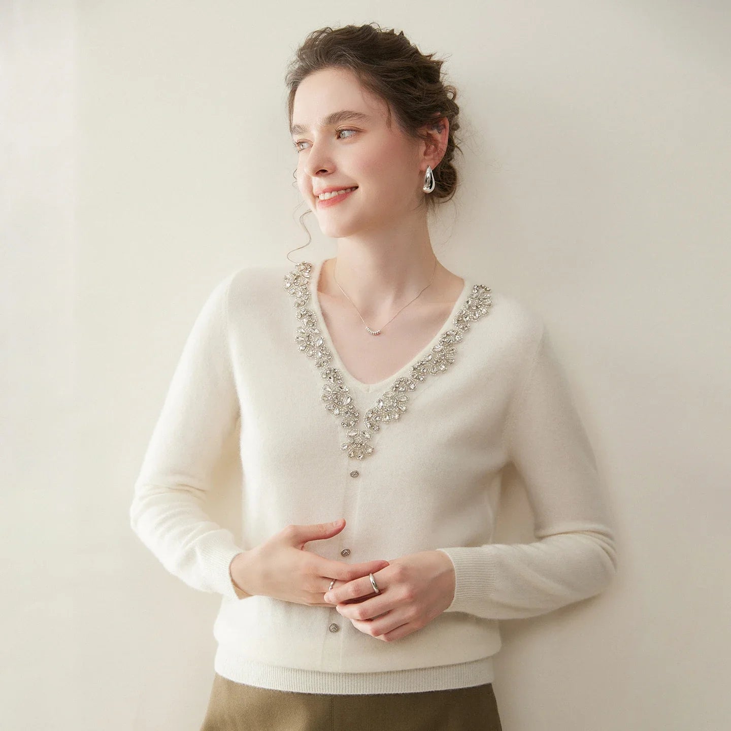 Cashmere Diamond V-Neck Sweater