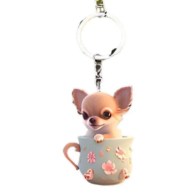 Cute Teacup Puppy Keychain