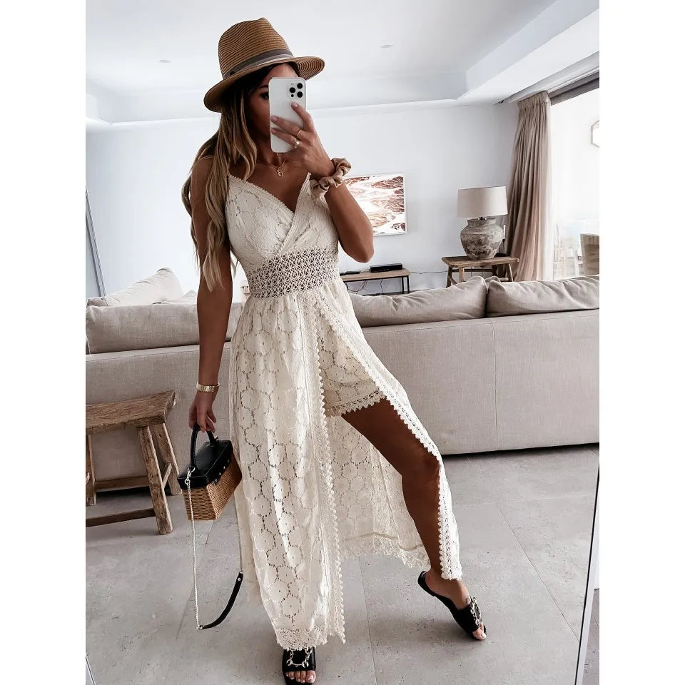 White Lace Cotton Sundress