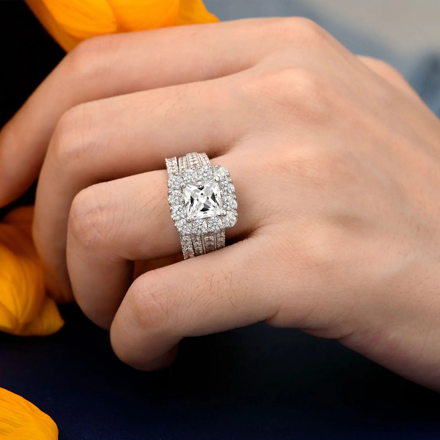 Sterling Silver Wedding Ring Set