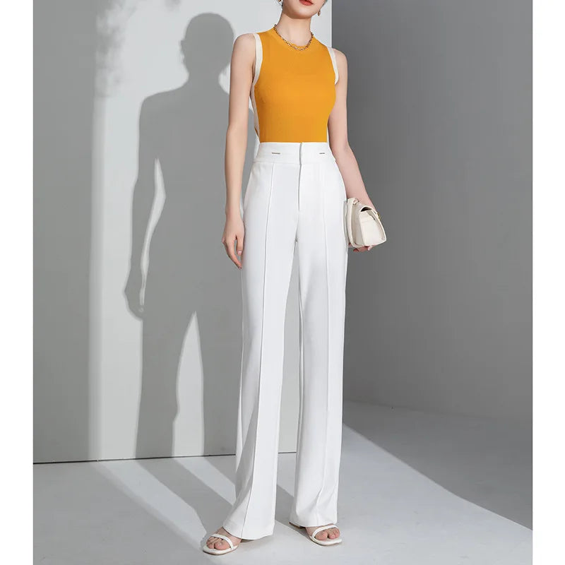 High Waist Straight Slim Pants Women