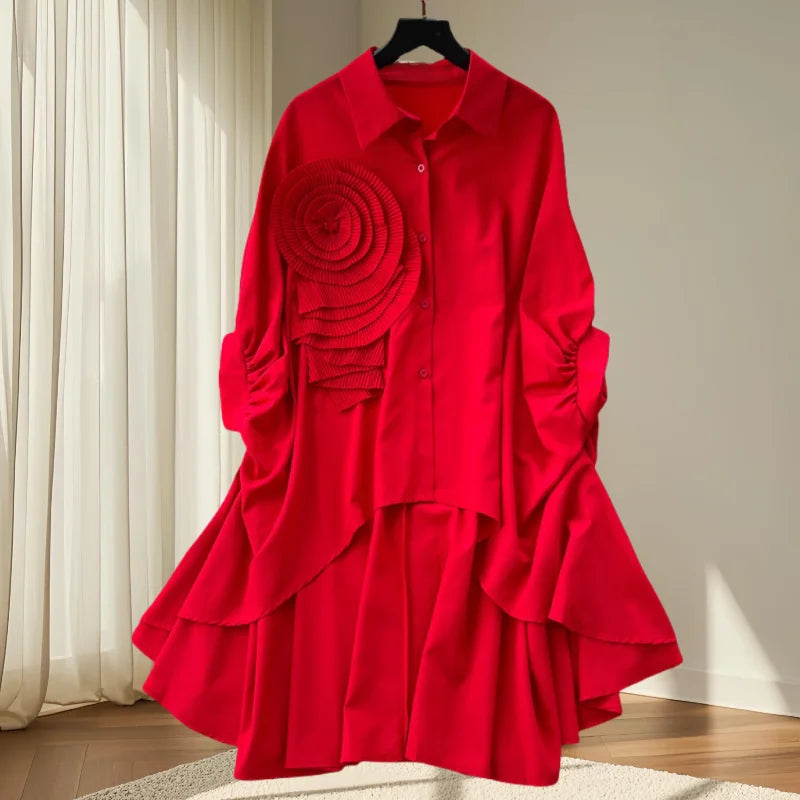 Turndown Collar Flower Top