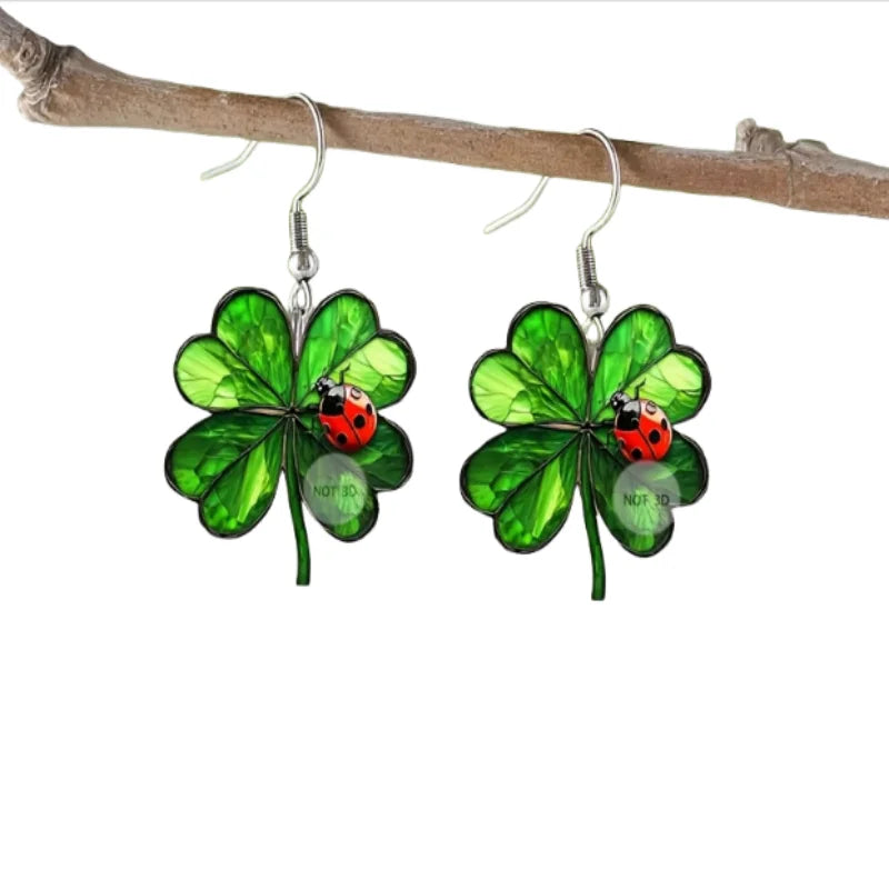 Ladybug Clover Party Earrings
