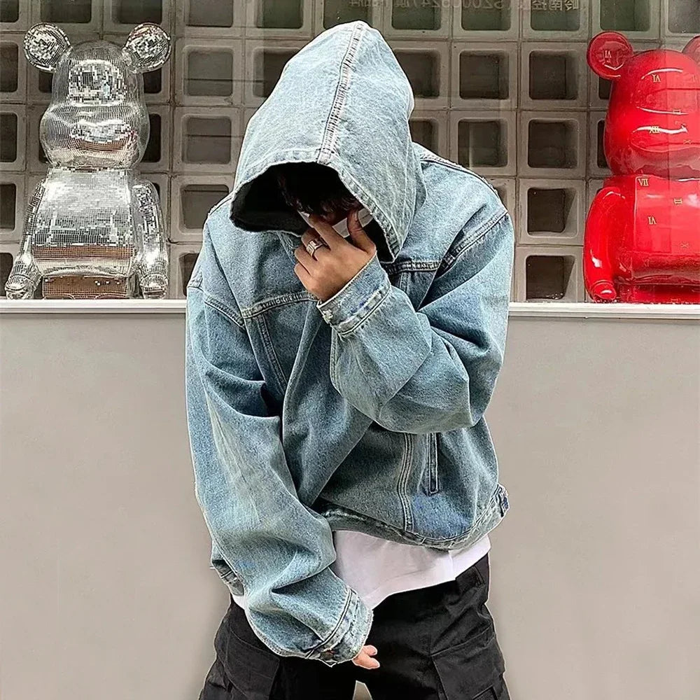 Distressed Denim Hoodie