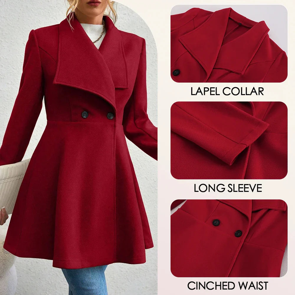 Women's Winter Lapel Button-Up Coat
