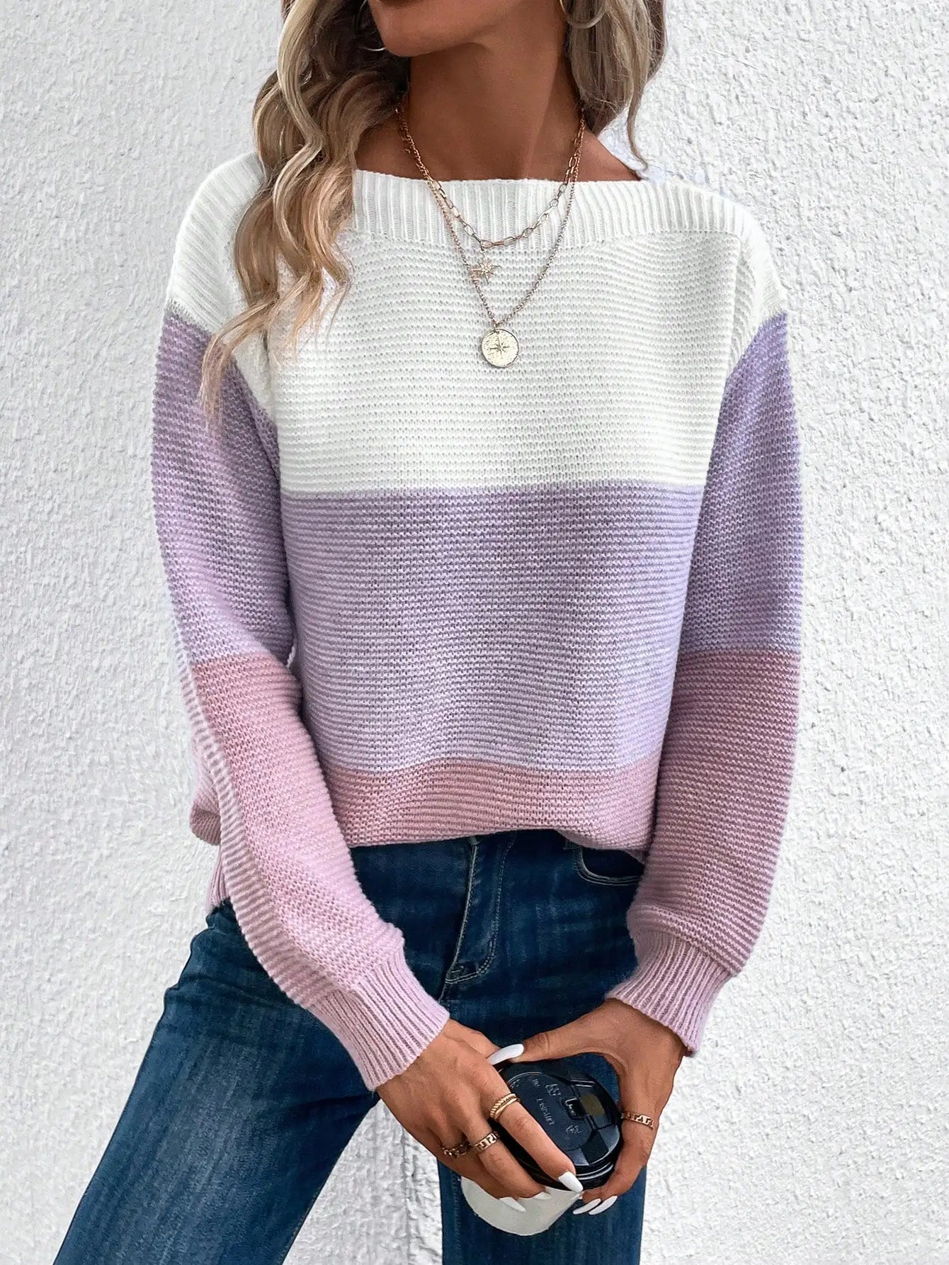 Three-Color Patchwork Sweater
