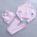 Polyester Patchwork Long Sleeve Two-Piece Yoga Set
