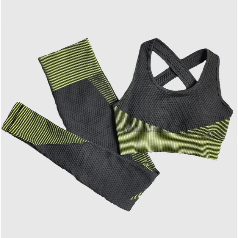 Polyester Patchwork Long Sleeve Two-Piece Yoga Set