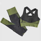 Polyester Patchwork Long Sleeve Two-Piece Yoga Set