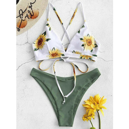 Sunflower Printed Bikini Set