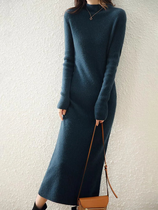 Merino Wool Knitted Sweater Dress