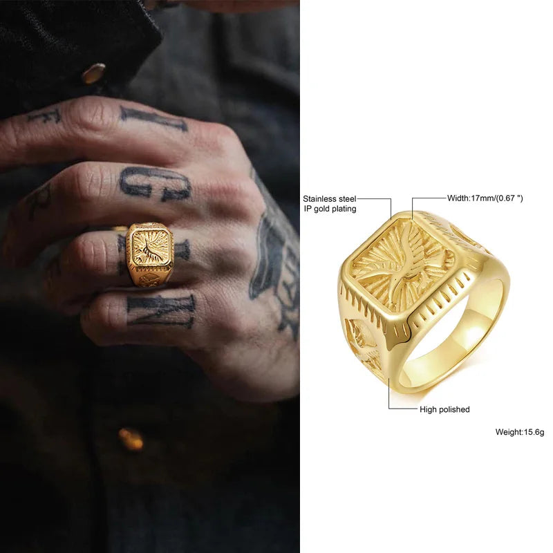 Mprainbow Bald Eagle Ring