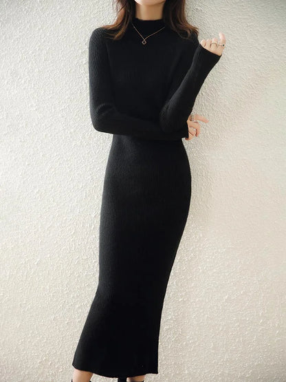 Merino Wool Knitted Sweater Dress