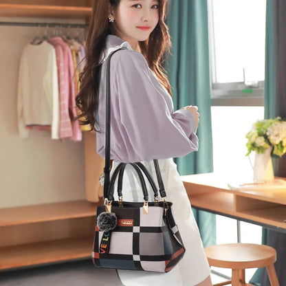 Plaid PU Leather Crossbody Handbag