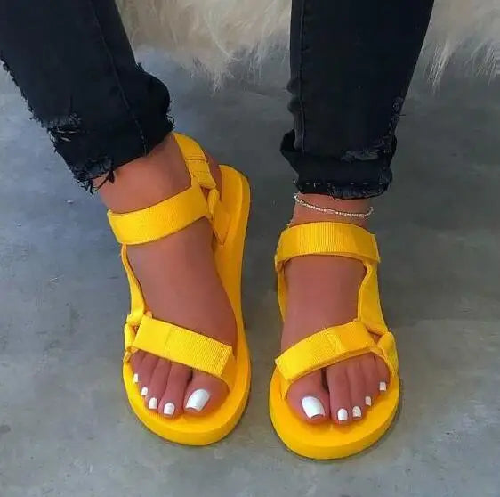 Women Canvas Cover Heel Sandals