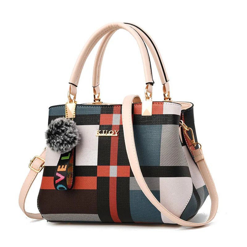 Plaid PU Leather Crossbody Handbag