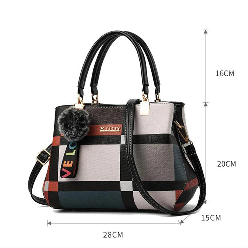 Plaid PU Leather Crossbody Handbag