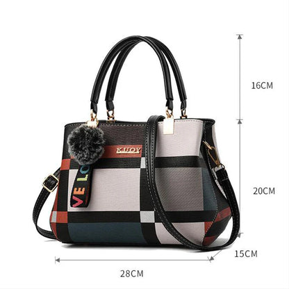 Plaid PU Leather Crossbody Handbag
