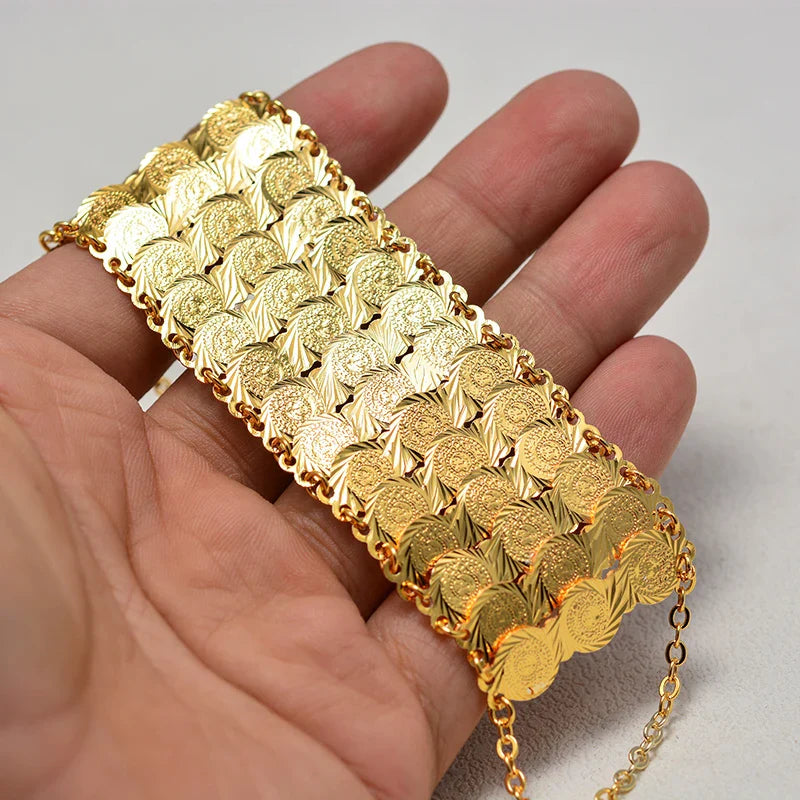 Gold Coin Cuff Bracelet