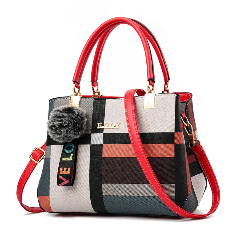 Plaid PU Leather Crossbody Handbag
